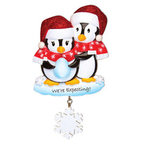 We're Expecting Penguins Personalized Christmas Ornament