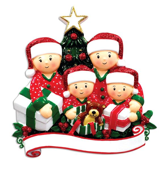 Opening Presents Family Ornament