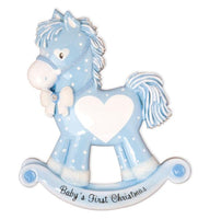 Baby Boy Rocking Horse (New) Personalized Christmas Ornament