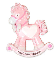 Baby Girl Rocking Horse (New) Personalized Christmas Ornament