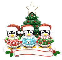 Ugly Sweater Family of 3 Personalized Christmas Ornament