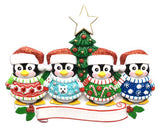 Ugly Sweater Family of 4 Personalized Christmas Ornament