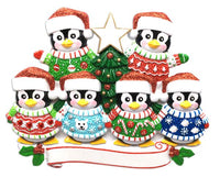 Ugly Sweater Family of 6 Personalized Christmas Ornament