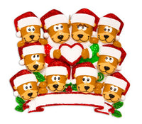 Brown Bear Family With Heart Family of 10 Personalized Christmas Ornament