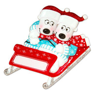 Bears on Sled Couple Personalized Christmas Ornament