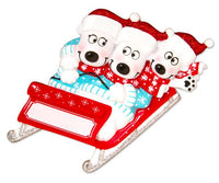 Bears on Sled of 3 Personalized Christmas Ornament