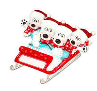 Bears on Sled of 4 Personalized Christmas Ornament