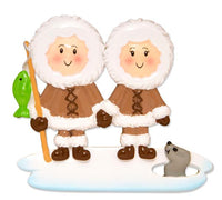 Eskimo Family Couple Personalized Christmas Ornament
