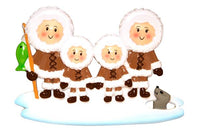 Eskimo Family of 4 Personalized Christmas Ornament