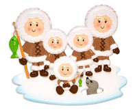 Eskimo Family of 5 Personalized Christmas Ornament