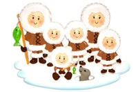 Eskimo Family of 6 Personalized Christmas Ornament