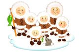 Eskimo Family of 6 Personalized Christmas Ornament