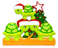 Turtle Family of 3 Personalized Christmas Ornament