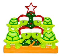 Turtle Family of 4 Personalized Christmas Ornament