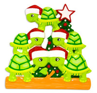 Turtle Family of 5 Personalized Christmas Ornament
