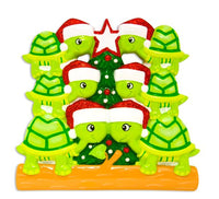 Turtle Family of 6 Personalized Christmas Ornament