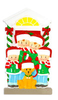 Family of 4 with Dog Personalized Christmas Ornament