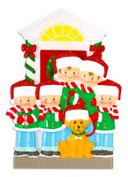 Family of 5 with Dog Personalized Christmas Ornament