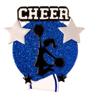 Cheer Is Life Silhouette (Blue) Personalized Christmas Ornament