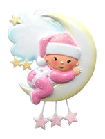 Baby On Moon (Girl) Personalized Christmas Ornament