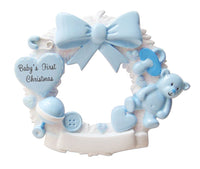 Baby Christmas Wreath (Blue) Personalized Christmas Ornament