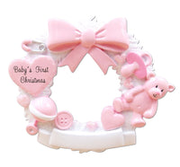 Baby Christmas Wreath (Pink) Personalized Christmas Ornament