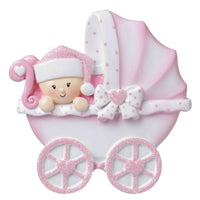 Baby Carriage (Pink) Personalized Christmas Ornament