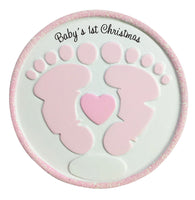 Foot Prints (Pink) Personalized Christmas Ornament