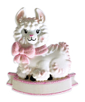 Baby Girl Llama (Pink) Personalized Christmas Ornament
