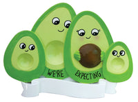 Avocado Family Expecting w/2 Children Personalized Christmas Ornament