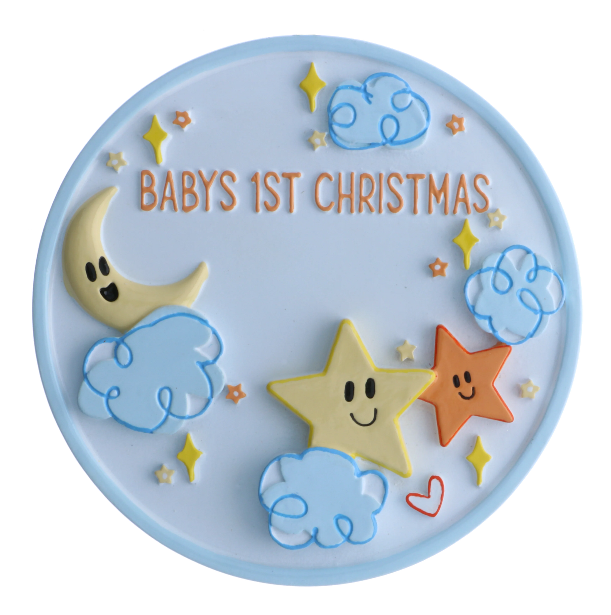 Baby's 1st Christmas Stars and Clouds Personalized Christmas Ornament