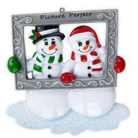 Snow Couple Holding Frame  Ornament