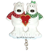 Couples Key To My Heart Polar Bear  Ornaments