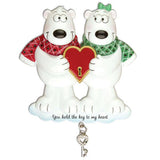 Couples Key To My Heart Polar Bear  Ornaments